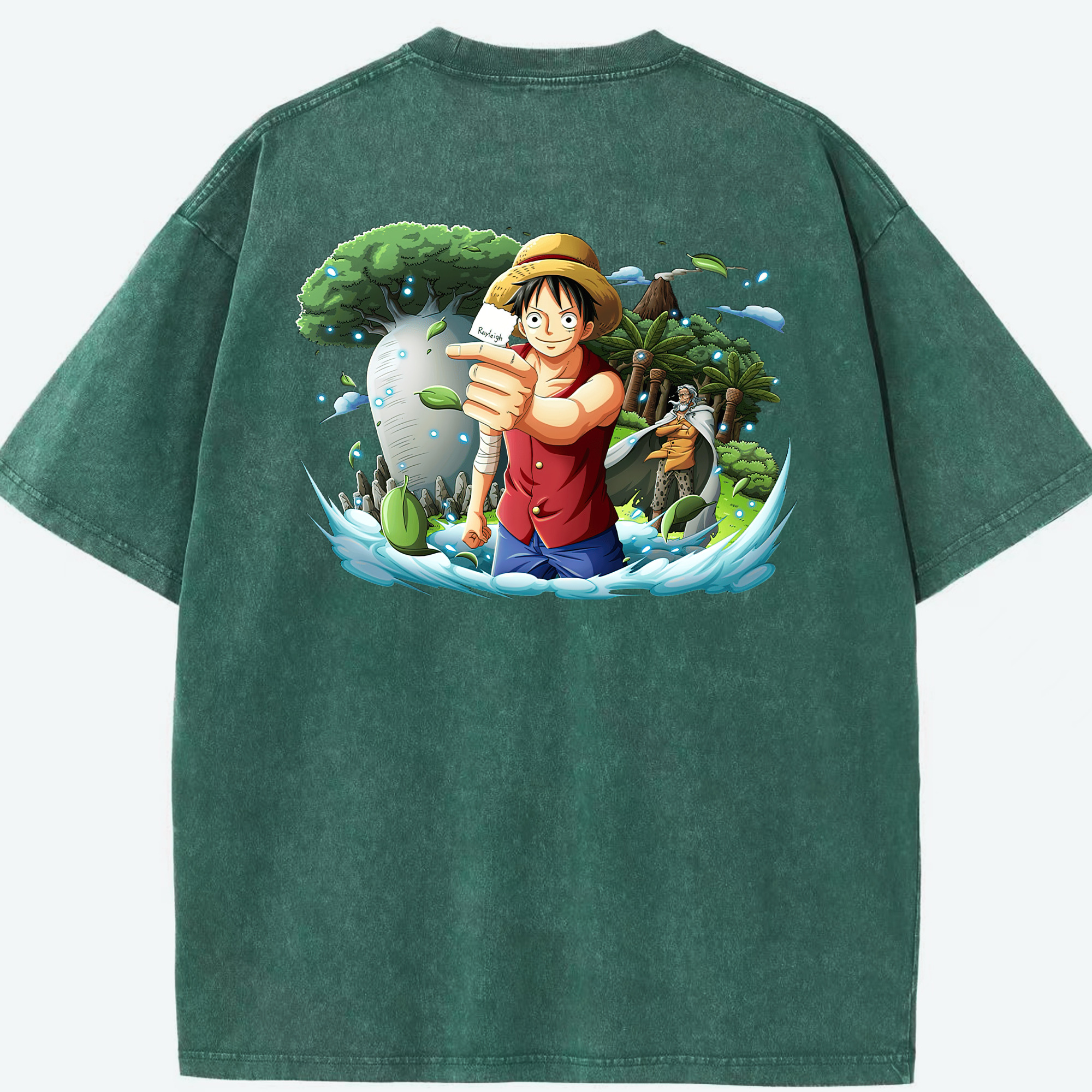 ワンピース モンキー・D・ルフィ ONE PIECE Monkey D. Luffy 綿100% ヴィンテージ風 半袖Tシャツ（背面プリント）